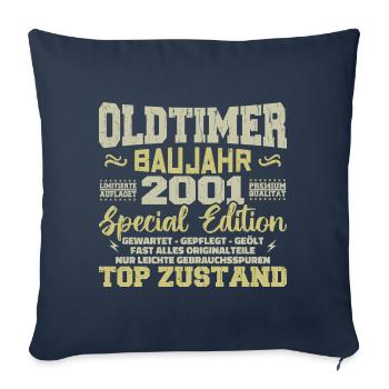 Millésime 2001 Né Rétro Anniversaire Millésime - Housse de coussin décorative 45 x 45 cm - bleu marine - Devant