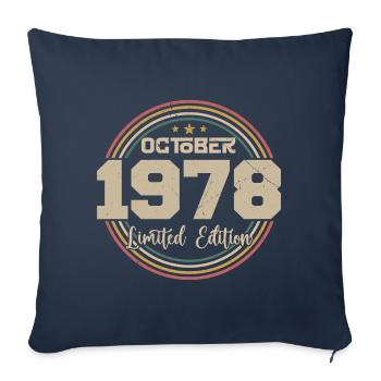 Born in October 1978 Retro Anniversary October 1978 - Sofa pillowcase 17,3'' x 17,3'' (45 x 45 cm) - navy - Front