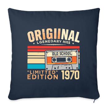 Original 1970, Légendaire depuis 1970 Vintage 1970 - Housse de coussin décorative 45 x 45 cm - bleu marine - Devant
