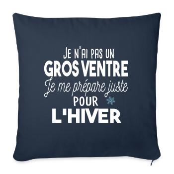 Gros ventre obèse régime. Cadeau humour homme gros - Housse de coussin décorative 45 x 45 cm - bleu marine - Devant