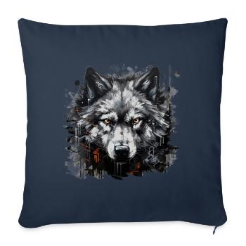 Lone Wolf. Urban hunter in graffiti style. - Sofa pillowcase 17,3'' x 17,3'' (45 x 45 cm) - navy - Front