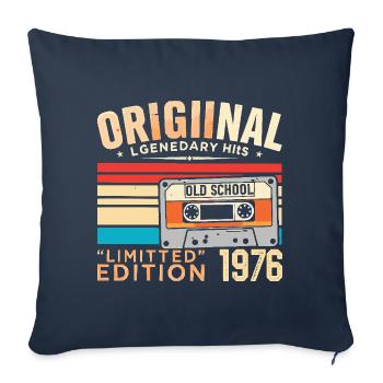 Original 1976, Légendaire depuis 1976 Vintage 1976 - Housse de coussin décorative 45 x 45 cm - bleu marine - Devant