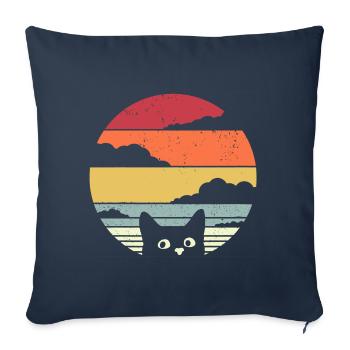Graphique drôle de chat - Housse de coussin décorative 45 x 45 cm - bleu marine - Devant
