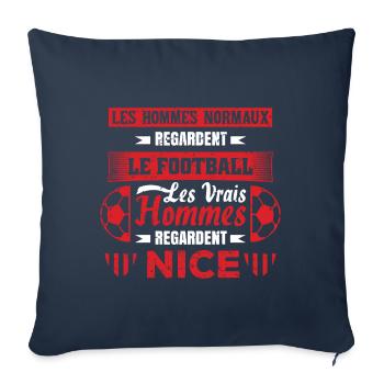 les vrais hommes regardent NICE fans club de foot - Housse de coussin décorative 45 x 45 cm - bleu marine - Devant