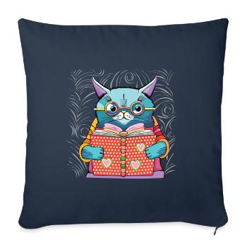 Die Katze, die liest - Sofakissenbezug 45 x 45 cm - Navy - Vorne