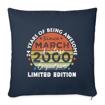 24 Years Old Made In 2000 Vintage March 2000 - Sofa pillowcase 17,3'' x 17,3'' (45 x 45 cm) - navy - Front