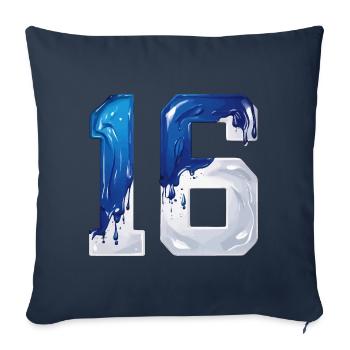 NON. 16 NUMÉRO 16 BLEU BLANC 16E ANNIVERSAIRE - Housse de coussin décorative 45 x 45 cm - bleu marine - Devant