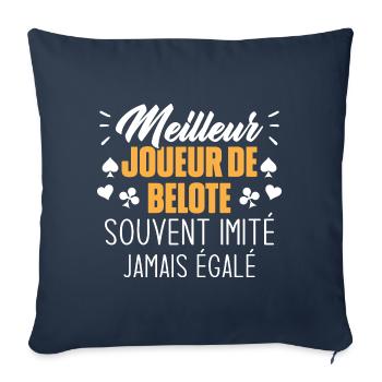 Jamais égalé meilleur joueur de belote - Housse de coussin décorative 45 x 45 cm - bleu marine - Devant