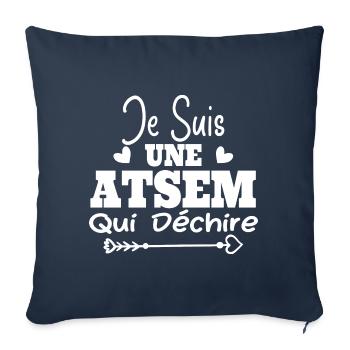 Je suis une ATSEM qui déchire Idée Cadeau Atsem - Housse de coussin décorative 45 x 45 cm - bleu marine - Devant