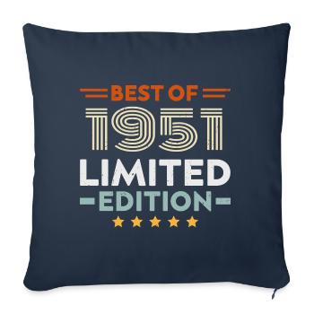 Retro 1951 Vintage Cadeau 73e Anniversaire 73 Ans - Housse de coussin décorative 45 x 45 cm - bleu marine - Devant