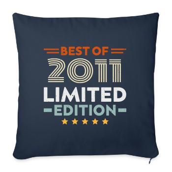 Retro 2011 Vintage Cadeau 13e Anniversaire 13 Ans - Housse de coussin décorative 45 x 45 cm - bleu marine - Devant