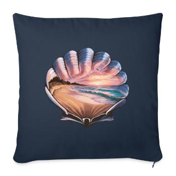 Muschel Strand Szene Serene Ozean Landschaft - Sofakissenbezug 45 x 45 cm - Navy - Vorne