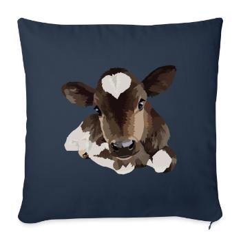 Petite vache allongée - Housse de coussin décorative 45 x 45 cm - bleu marine - Devant
