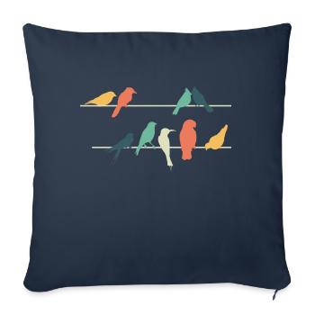 Colorful birds sitting on wires Cute bird - Sofa pillowcase 17,3'' x 17,3'' (45 x 45 cm) - navy - Front