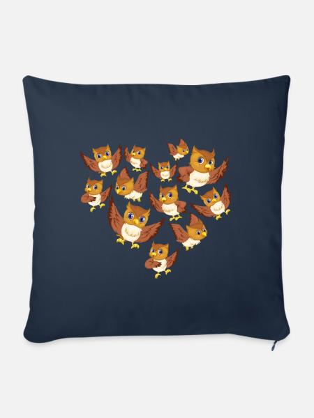 Herz Eule - Sofakissenbezug 45 x 45 cm - Navy