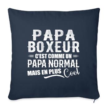 Papa Boxeur Humour Coach Cadeau Boxeur - Housse de coussin décorative 45 x 45 cm - bleu marine - Devant