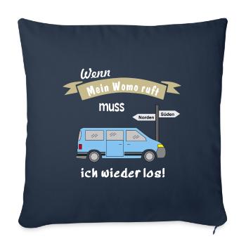 womo ruft campingbus - Sofakissenbezug 45 x 45 cm - Navy - Vorne