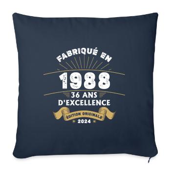 Fabriqué en 1988 36 ans d'excellence originale - Housse de coussin décorative 45 x 45 cm - bleu marine - Devant