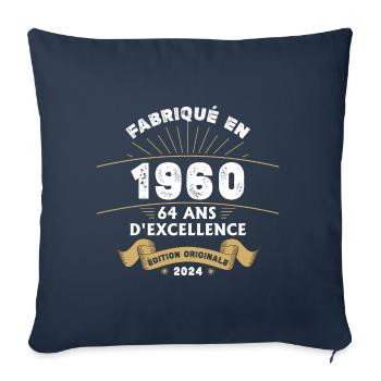 Hergestellt im Jahr 1960 64 Jahre Original-Exzellenz - Sofakissenbezug 45 x 45 cm - Navy - Vorne