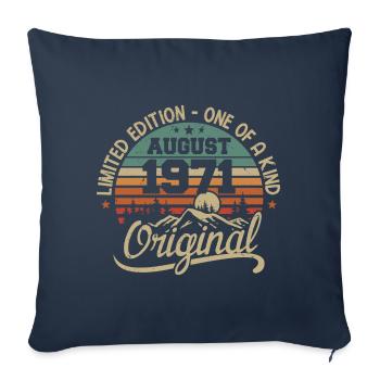 Août 1971 Cadeau D'anniversaire - Né en Août 1971 - Housse de coussin décorative 45 x 45 cm - bleu marine - Devant