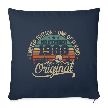 Retro November - November 1988 Birthday Gift - Sofa pillowcase 17,3'' x 17,3'' (45 x 45 cm) - navy - Front