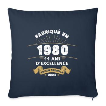 Made in 1980 44 Years of Original Excellence - Sofa pillowcase 17,3'' x 17,3'' (45 x 45 cm) - navy - Front