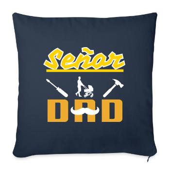Señor Dad Moustache blanche - Housse de coussin décorative 45 x 45 cm - bleu marine - Devant