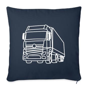 Camion / Truck Avant - Contour blanc - Housse de coussin décorative 45 x 45 cm - bleu marine - Devant
