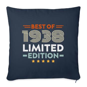 Retro 1938 Vintage Cadeau 86e Anniversaire 86 Ans - Housse de coussin décorative 45 x 45 cm - bleu marine - Devant