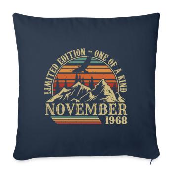 Born in November 1968 - Birthday November 1968 - Sofa pillowcase 17,3'' x 17,3'' (45 x 45 cm) - navy - Front