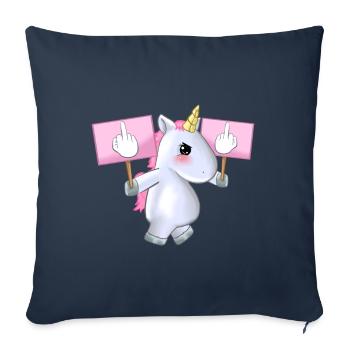 Gehendes Einhorn mit Mittelfinger-Zeichen-Geschenkidee - Sofakissenbezug 45 x 45 cm - Navy - Vorne