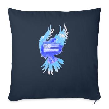 Drapeau américain USA eagle - Housse de coussin décorative 45 x 45 cm - bleu marine - Devant