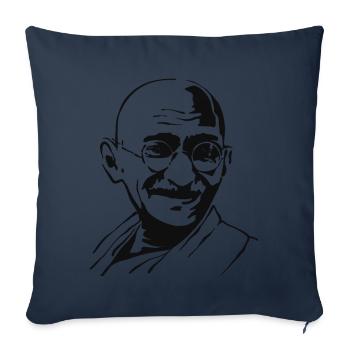 Mahatma Gandhi Portrait Inde Lauréat du prix Nobel - Housse de coussin décorative 45 x 45 cm - bleu marine - Devant