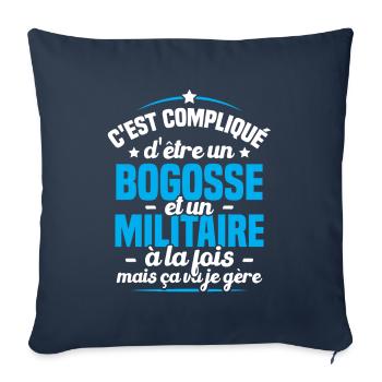 C'est compliqué d'être un bogosse et un gendarme - Housse de coussin décorative 45 x 45 cm - bleu marine - Devant