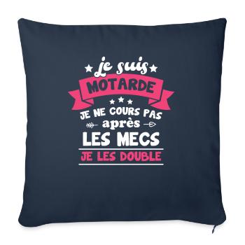 Je suis motarde, je ne cours pas après les mecs - Housse de coussin décorative 45 x 45 cm - bleu marine - Devant