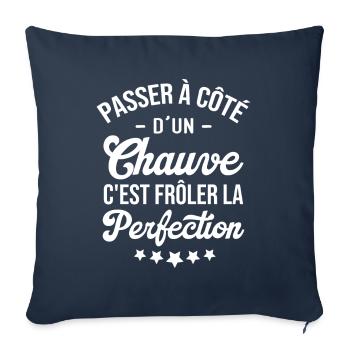 Chauve perfection, Cadeau humour homme chauve - Housse de coussin décorative 45 x 45 cm - bleu marine - Devant