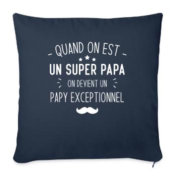 Un super papa on devient un papy exceptionnel - Housse de coussin décorative 45 x 45 cm - bleu marine - Devant