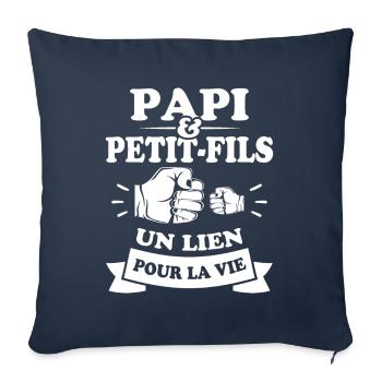 Papi et petit fils lien pour la vie - Housse de coussin décorative 45 x 45 cm - bleu marine - Devant