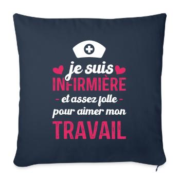 Je suis infirmière, et aimer mon travail - Housse de coussin décorative 45 x 45 cm - bleu marine - Devant
