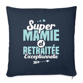Super mamie et retraitée exceptionnelle - Housse de coussin décorative 45 x 45 cm - bleu marine - Devant