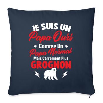 Je Suis Un Papa Ours Comme Un Papa Normal - Housse de coussin décorative 45 x 45 cm - bleu marine - Devant