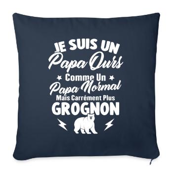 Je Suis Un Papa Ours Comme Un Papa Normal - Housse de coussin décorative 45 x 45 cm - bleu marine - Devant