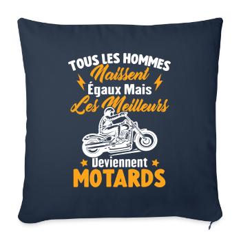 Hommes naissent égaux meilleurs deviennent motards - Housse de coussin décorative 45 x 45 cm - bleu marine - Devant
