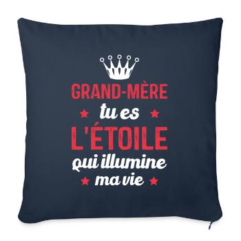 Grand-mère tu es l'étoile qui illumine ma vie - Housse de coussin décorative 45 x 45 cm - bleu marine - Devant
