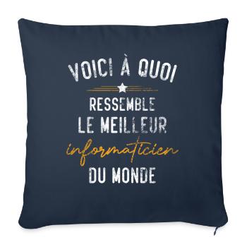 Cadeau le meilleur informaticien du monde - Housse de coussin décorative 45 x 45 cm - bleu marine - Devant