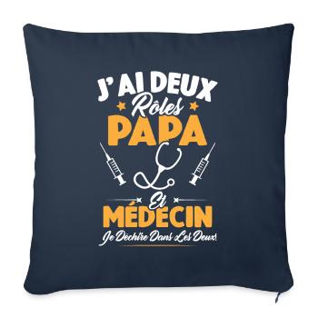 Papa Et Médecin / Cadeau Meilleur Papa Médecin - Housse de coussin décorative 45 x 45 cm - bleu marine - Devant