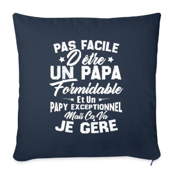 Un papa formidable et un papy exceptionnel - Housse de coussin décorative 45 x 45 cm - bleu marine - Devant