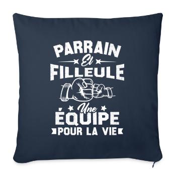 Parrain et Filleule une Équipe pour la Vie - Housse de coussin décorative 45 x 45 cm - bleu marine - Devant