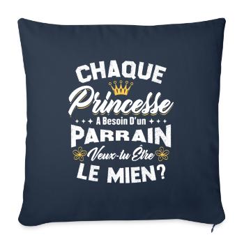 chaque princesse a besoin d'un parrain - Housse de coussin décorative 45 x 45 cm - bleu marine - Devant