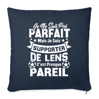 Je suis supporter de Lens, Idée cadeau football - Housse de coussin décorative 45 x 45 cm - bleu marine - Devant